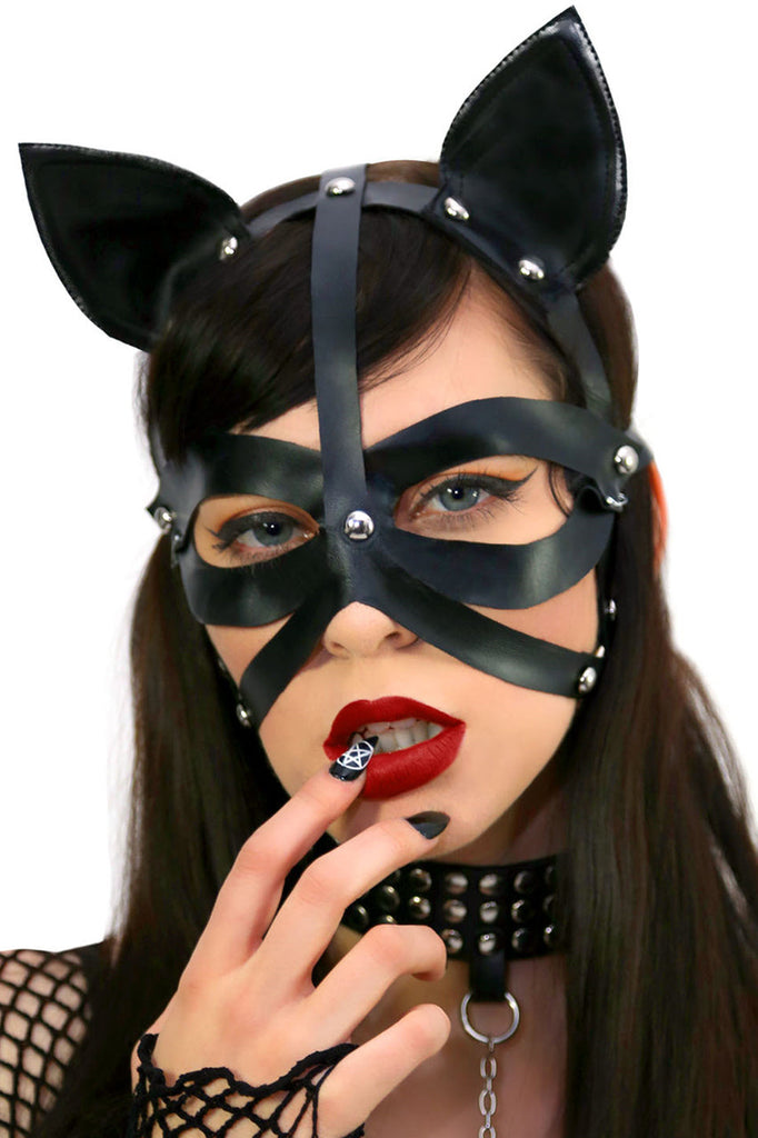 wet look eye mask, bondage cat eye mask, dominatrix cat mask, bondage cat mask