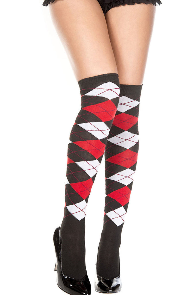 Shop these sexy tights for women that include thigh high socks with argyle pattern