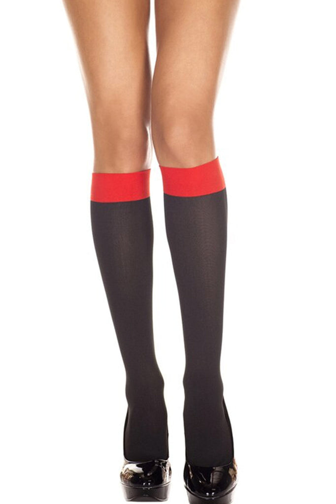 Black knee highs with red bands