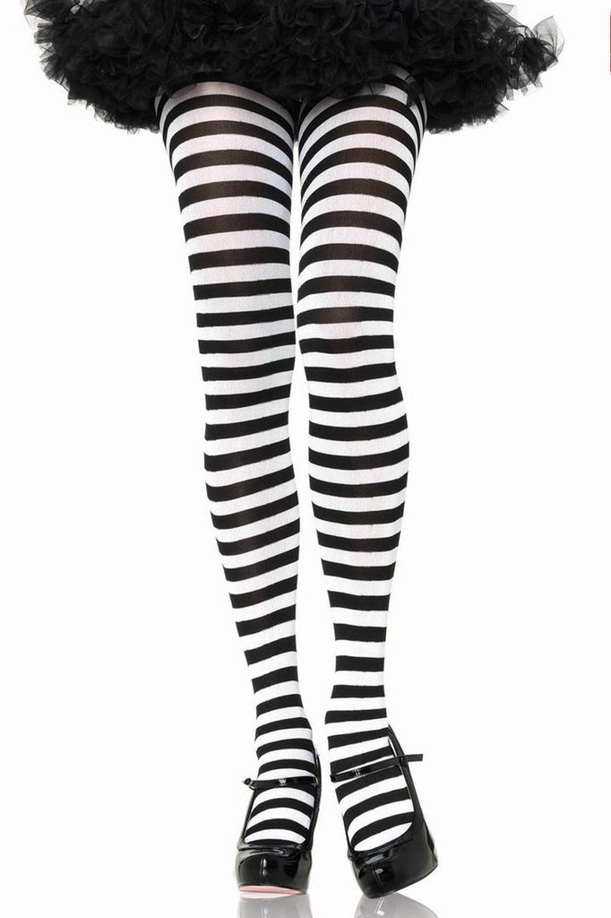 Shop these black and white striped tights