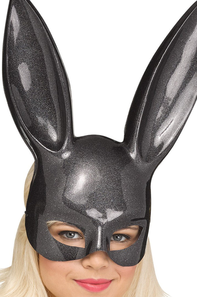 black glitter bunny mask