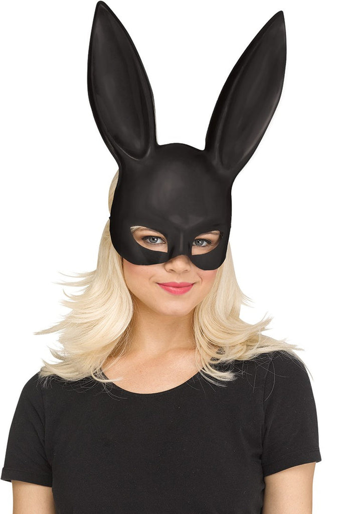 Black bunny mask, black fetish bunny mask, black matte bunny mask