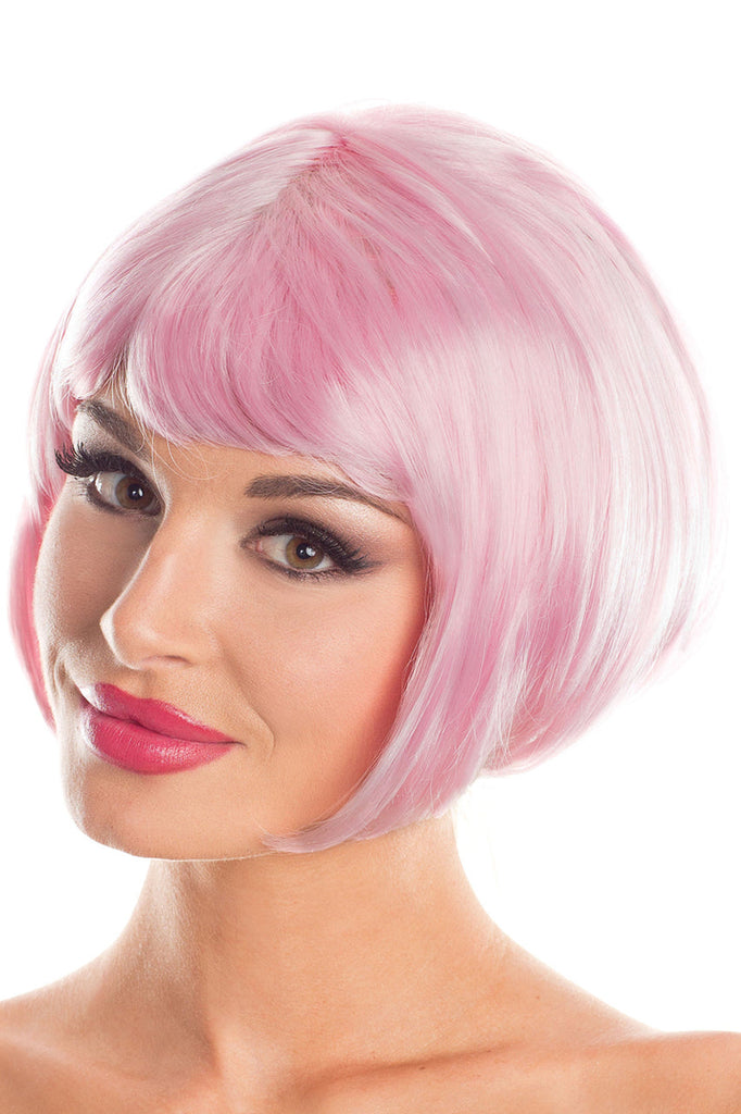pink wig bob, pink bob wig, short pink wig