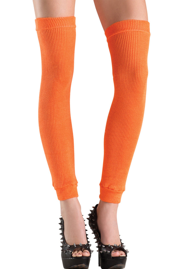 Shop these orange thigh high leg warmers