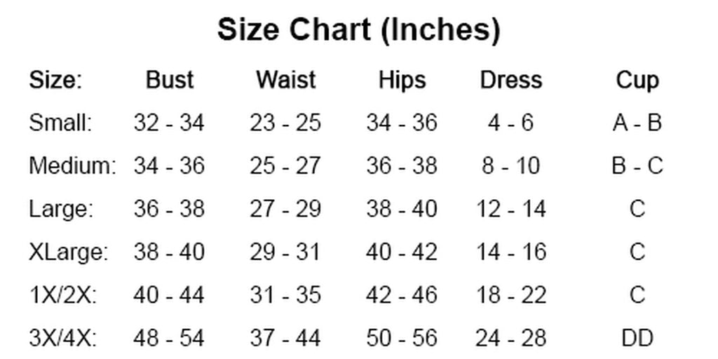Bewicked size chart