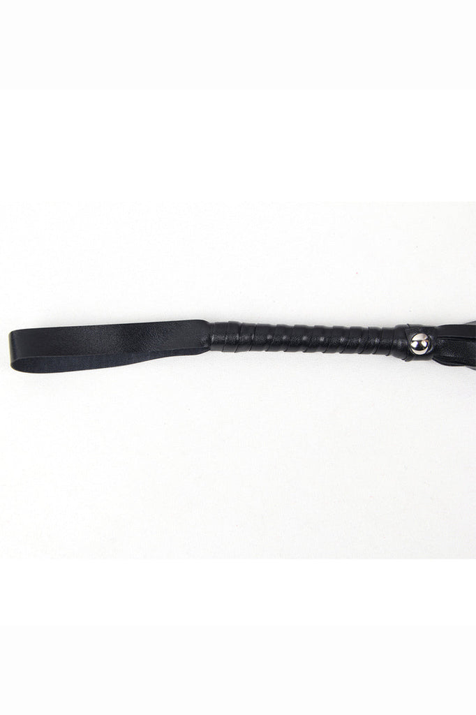 Shop this black leather whip adult toy for your black leather lingerie outfit
