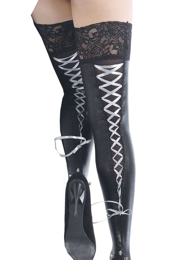 Faux leather thigh high stockings, faux leather leggings, BDSM clothes