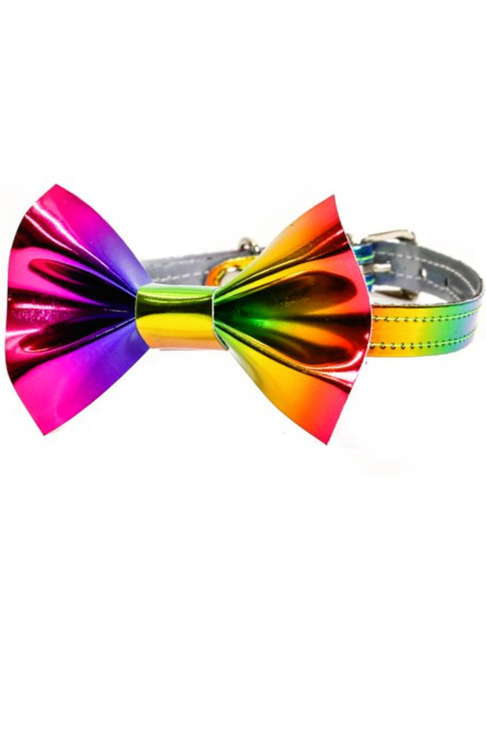 Shop this women's choker that features a rainbow bow tie choker
