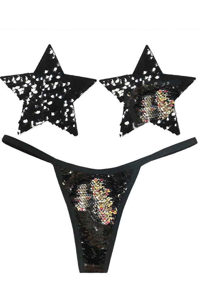 Shop these Medusa Flip Sequin Nipple Pasties &amp; G-String Panty that features a flip sequin nipple pasties and matching flip sequin g string panty