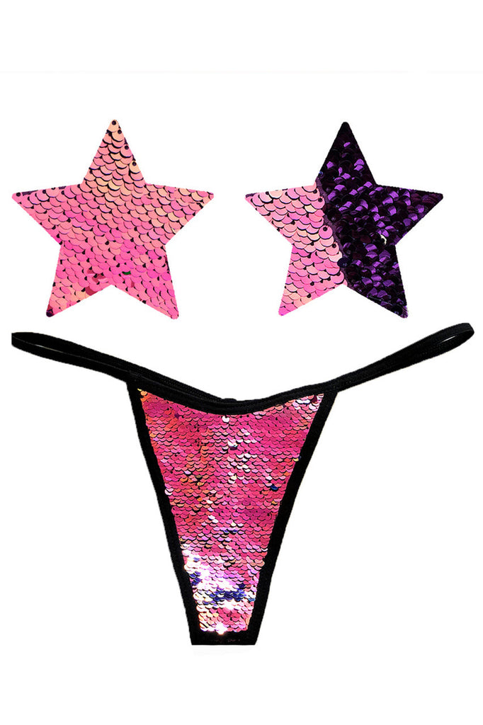 Shop this NevaNude lavender green and purple sequin nipple pasties and sequin panty