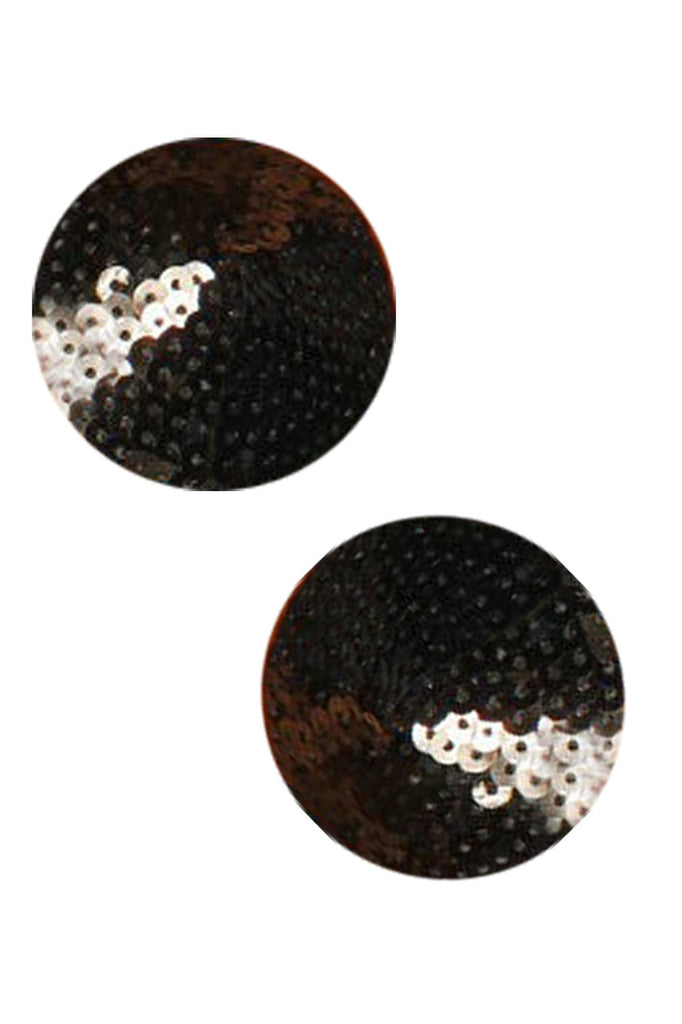 Shop these cone nipple covers with black sequins
