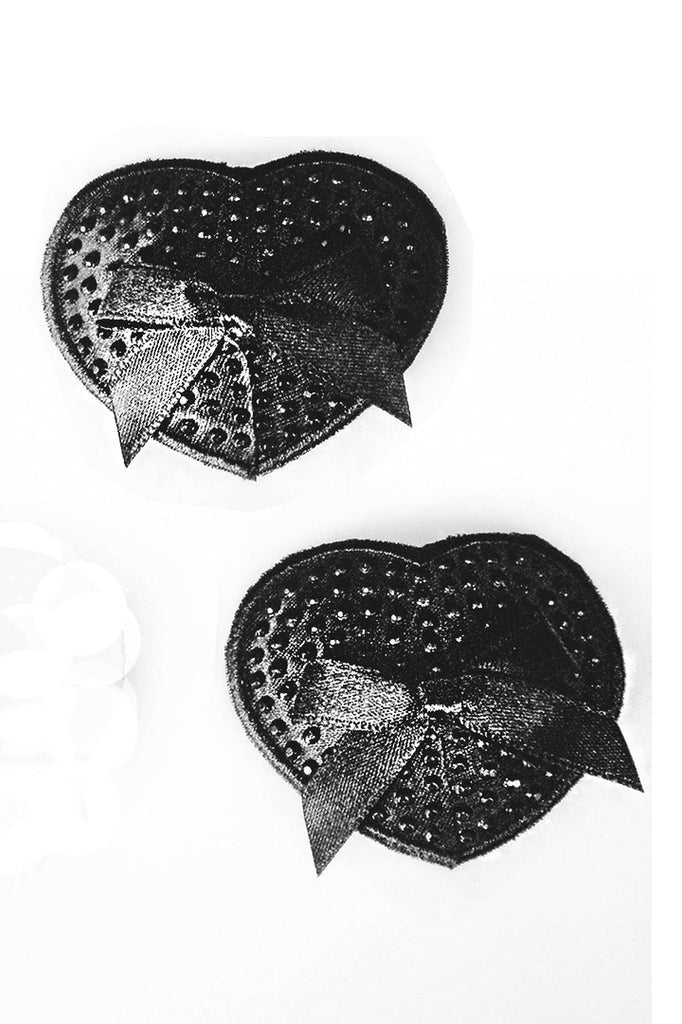 Shop these black heart nipple covers with cone shape and rhinestones