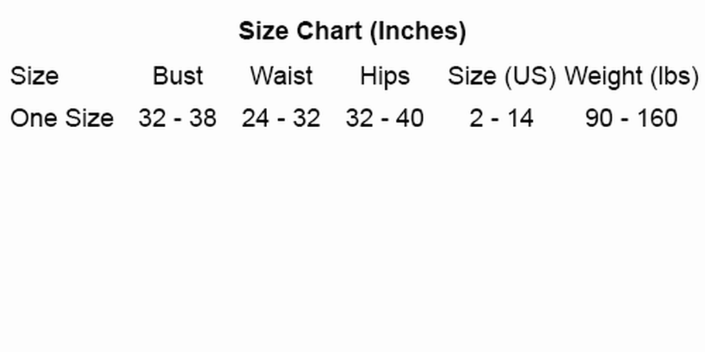 Dream girl size chart