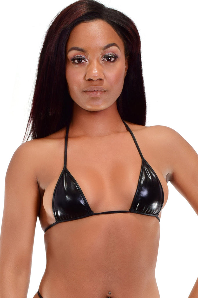 Shop this wet look small triangle bikini top