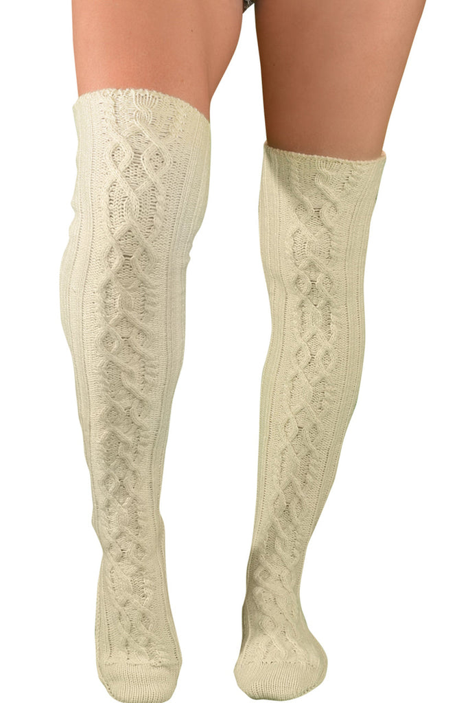 Shop this women's thigh highs with cable knit pattern