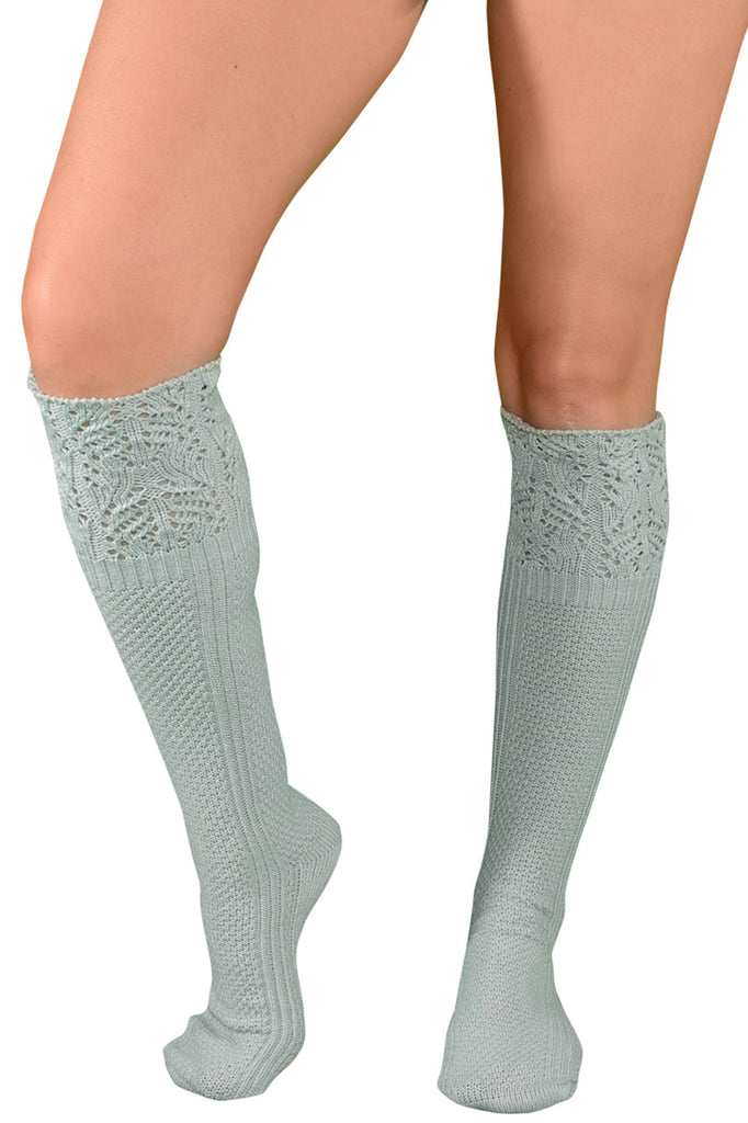 Shop this women's light grey knitted knee high socks