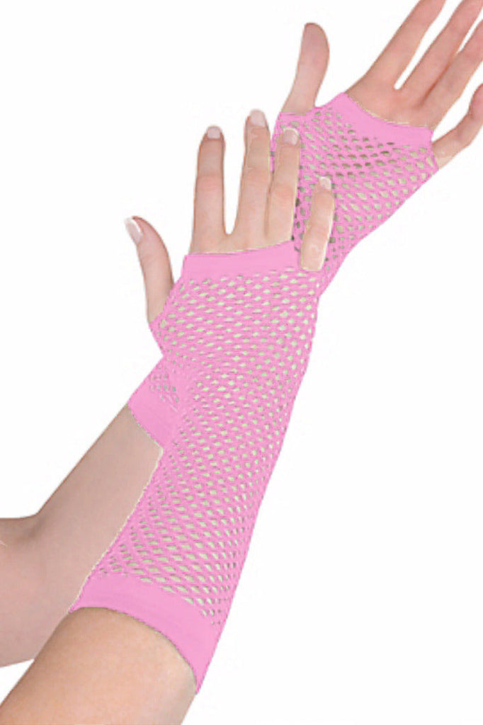 Shop for Long Baby Pink Fingerless Fishnet Gloves