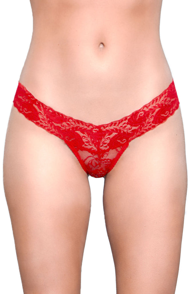 Shop this red classic thong panty with stretch lace