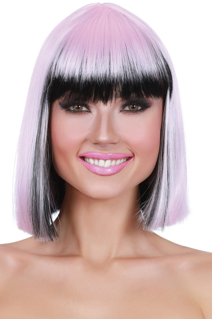 Blunt cut wig, blunt cut pink and black wig, festival wig
