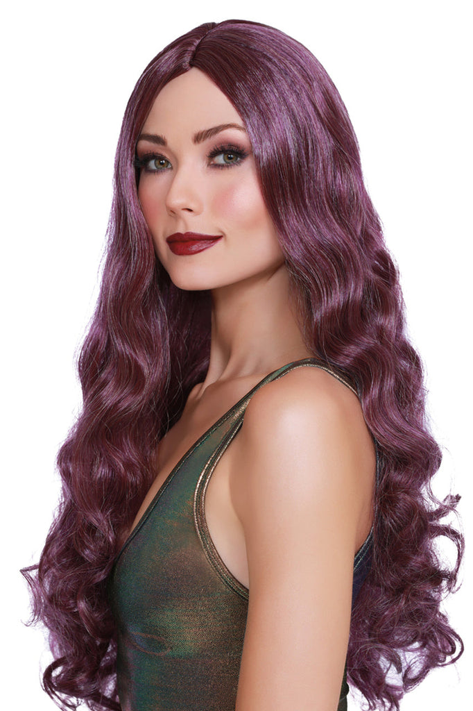 purple wavy wig, long purple wig with curls