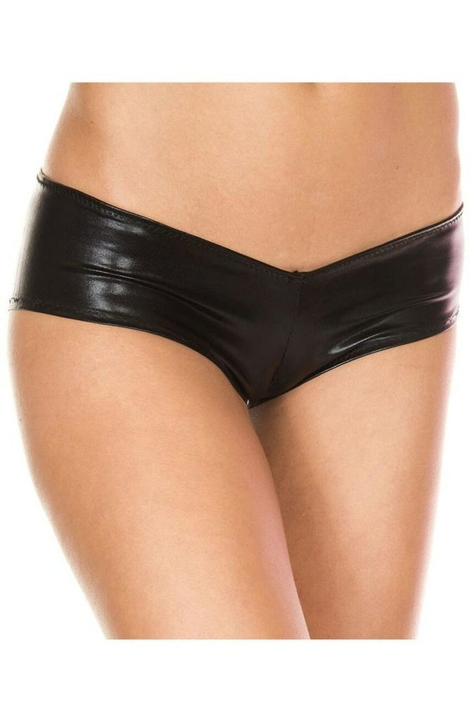 Women's pleather black booty shorts