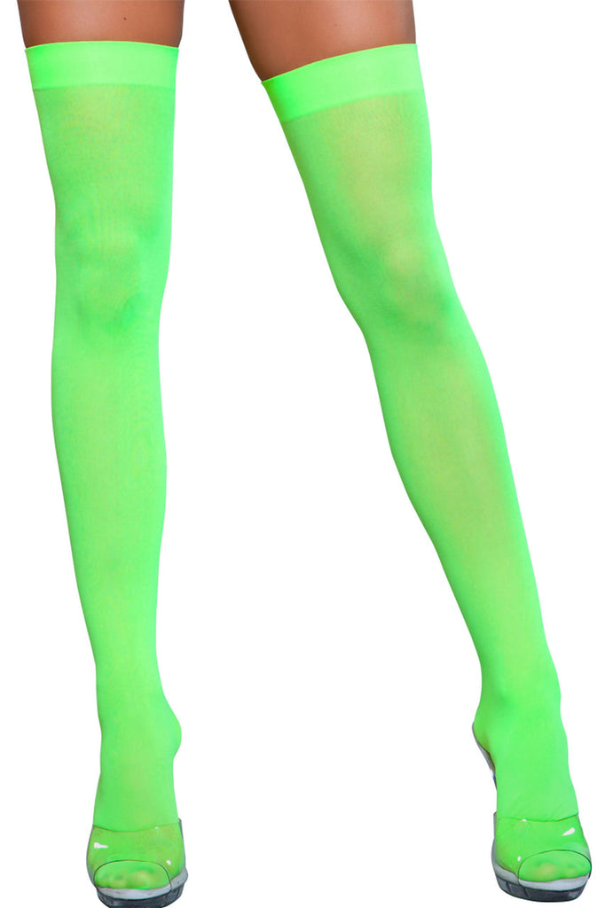 Neon green thigh highs, neon green thigh high stockings