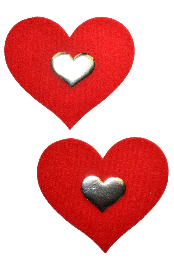 Red &amp; Silver Heart Shaped Nipple Pasties