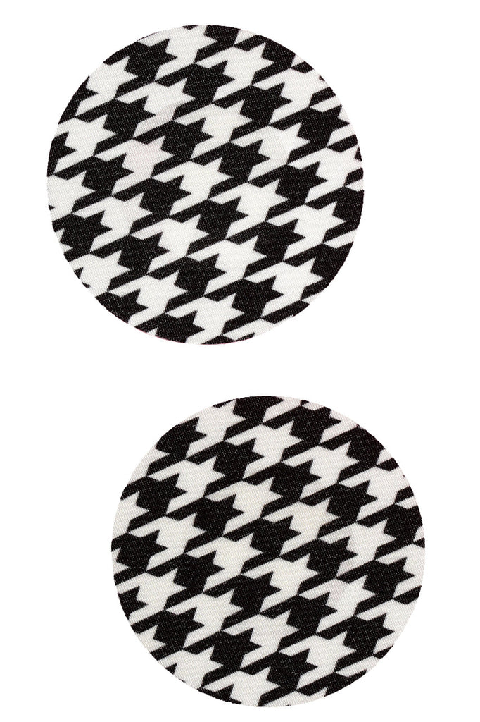 Black &amp; White Houndstooth Circle Nipple Pasties