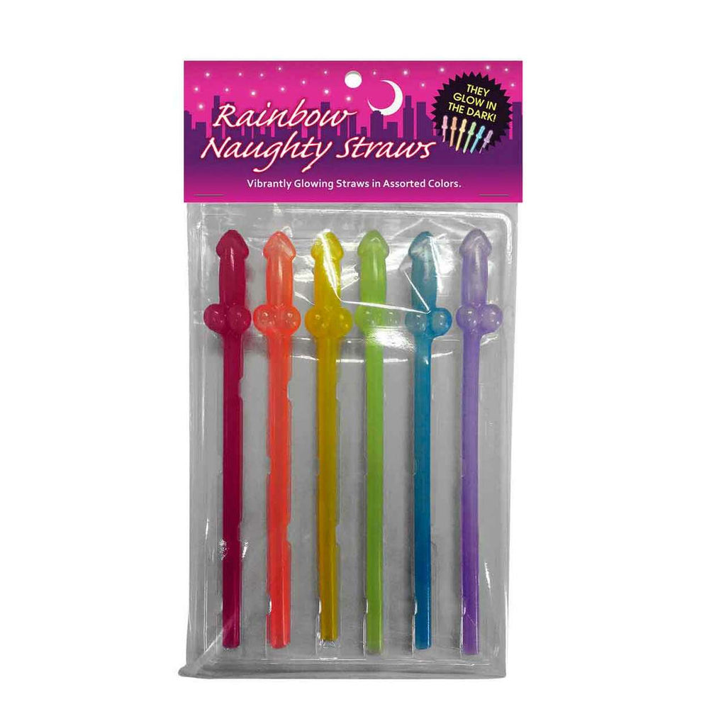 Rainbow Glow Naughty Straws 6pk
