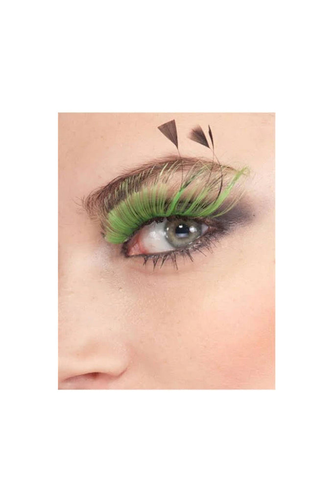 green eyelashes, green costume eyelashes