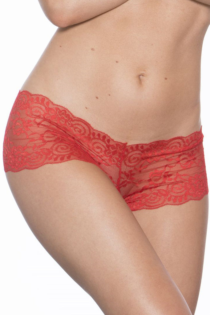 Shop this red lace boyshort crotchless panty