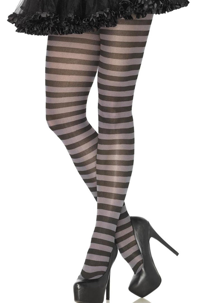 Shop these women's tights with black and grey stripes