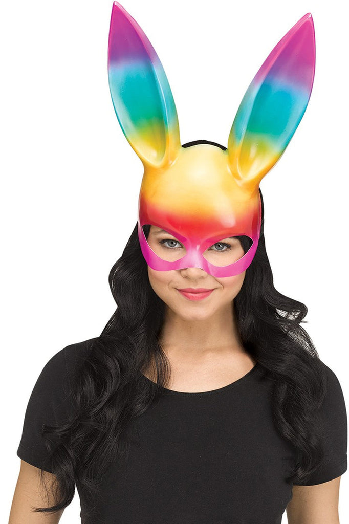 rainbow bunny mask, rainbow fetish bunny mask, rainbow fetish bunny mask