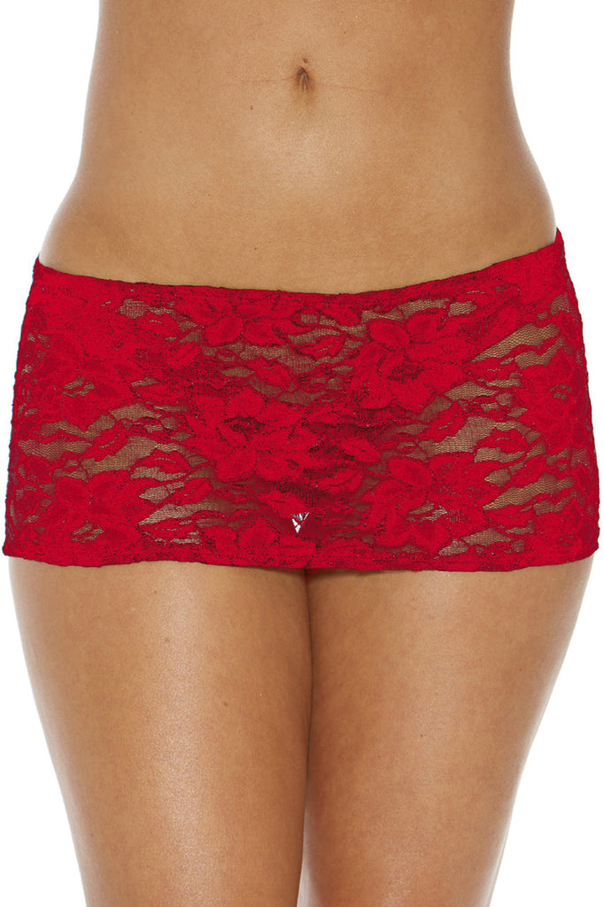 Stretch lace red mini skirt, red stretch lace mini skirt