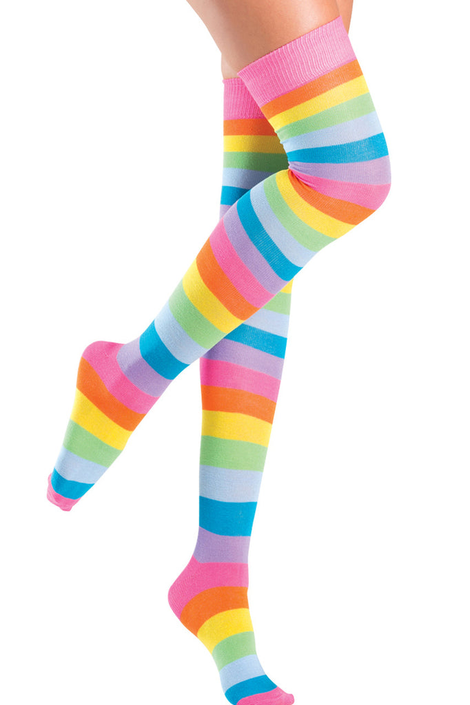 Rainbow stripe thigh high socks, rainbow stripe socks