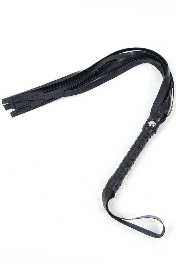 Shop this black leather whip with soft leather strips