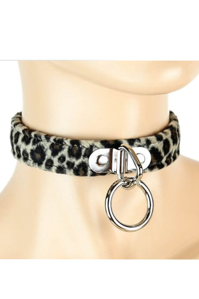 Shop this faux fur leopard print BDSM Collar
