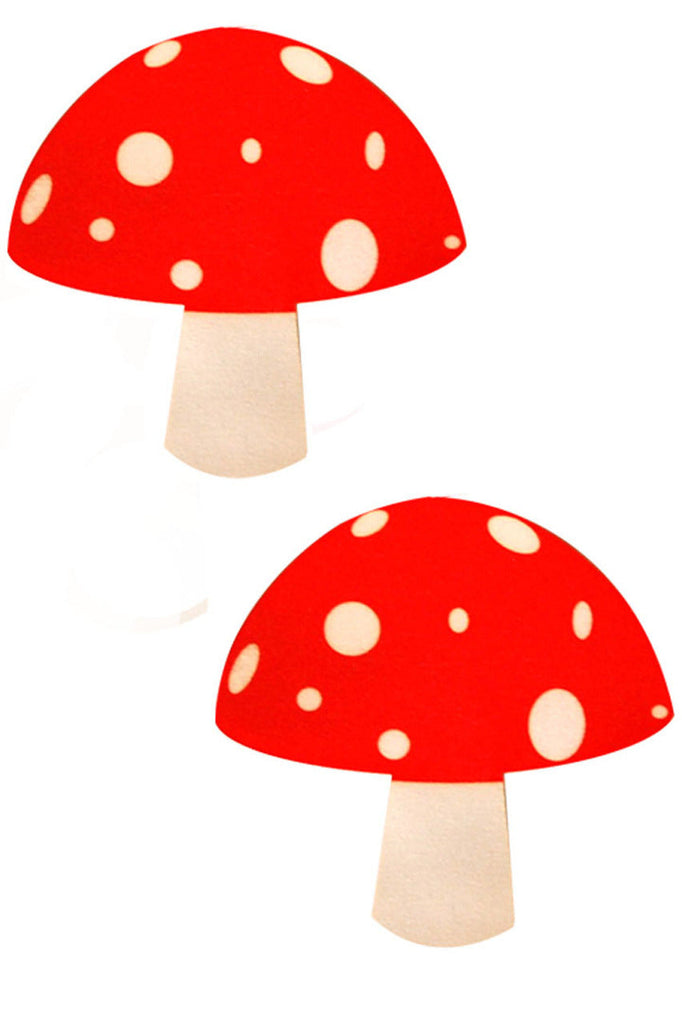 Shop these red glitter mushroom nipple pasties by NevaNude