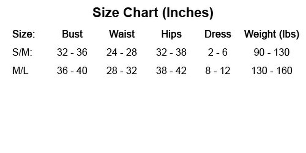Dreamgirl Size Chart