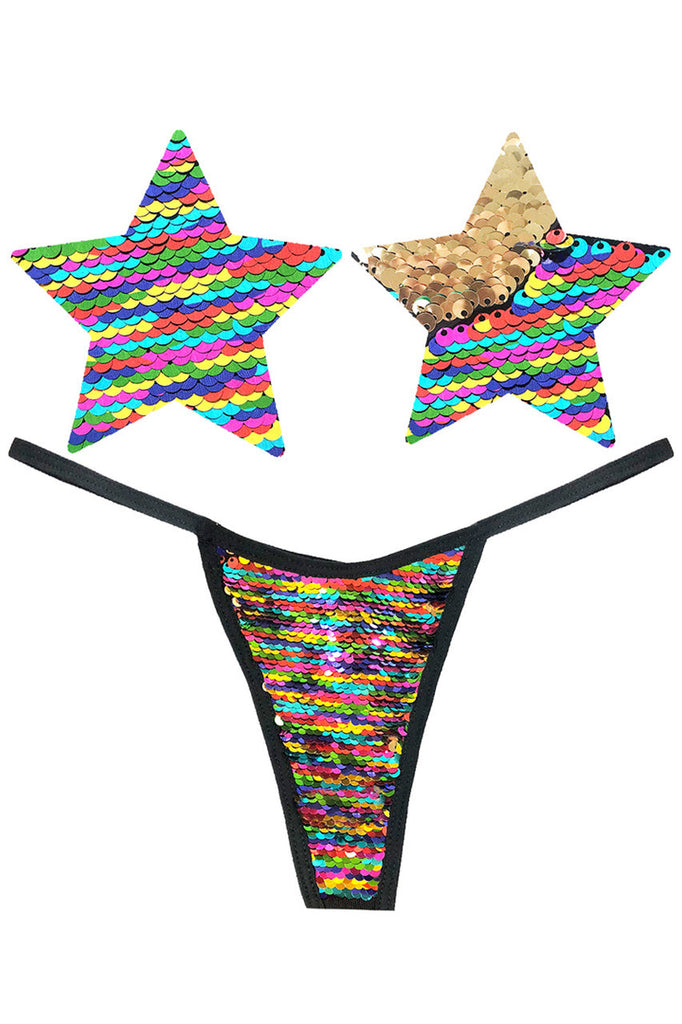 Shop these Funfetti Flip Sequin Nipple Pasties &amp; G-String Panty that features a flip sequin nipple pasties and matching flip sequin g string panty