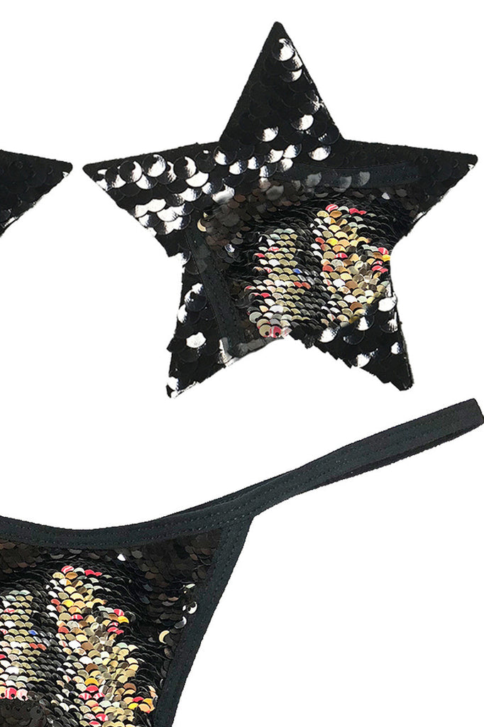 Shop this NevaNude black and silver sequin nipple pasties and sequin panty