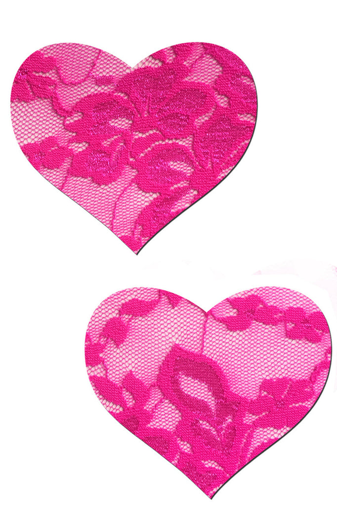 Shop these pink floral lace heart shaped pasties
