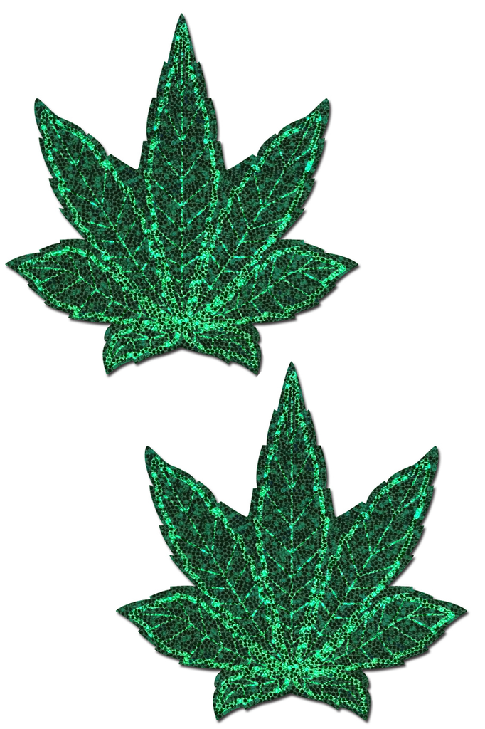 Shop these indica glitter pot leaves nipple cover pasties
