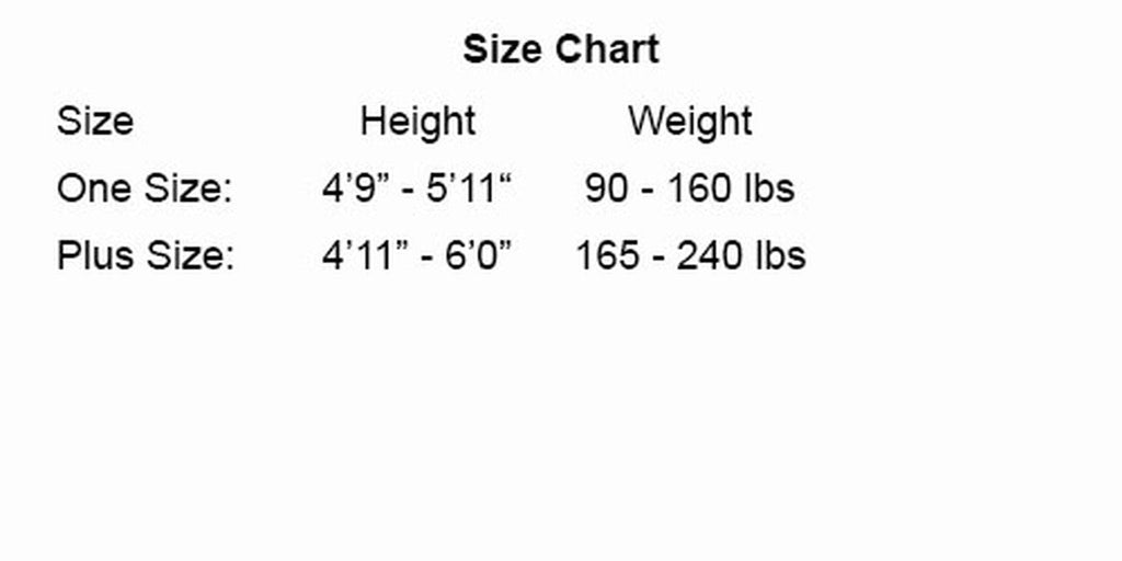 Leg Avenue size chart