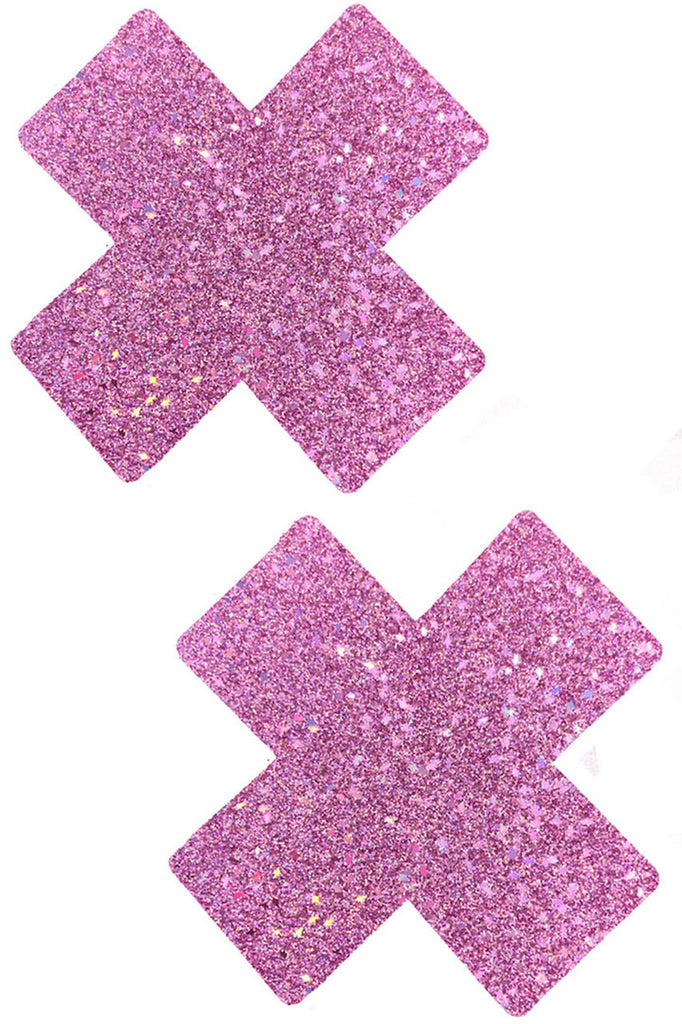Pink Glitter Holographic Flakes XX  Nipple Pasties that feature pegasus kisses glitter from NevaNude