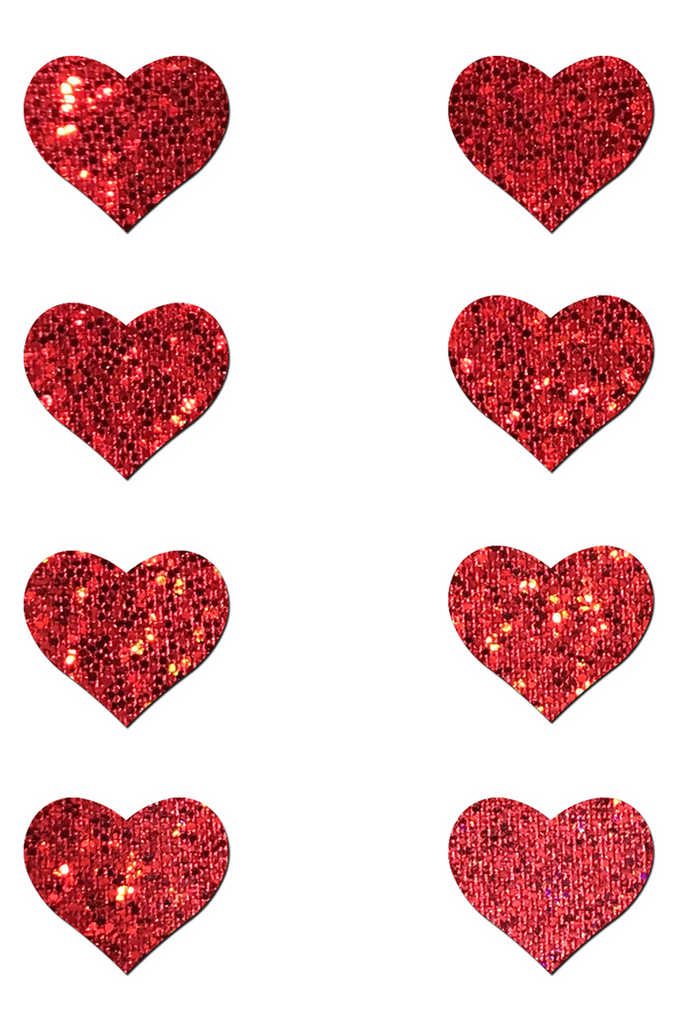 Shop these women's red glitter mini hearts nipple cover pasties for body art