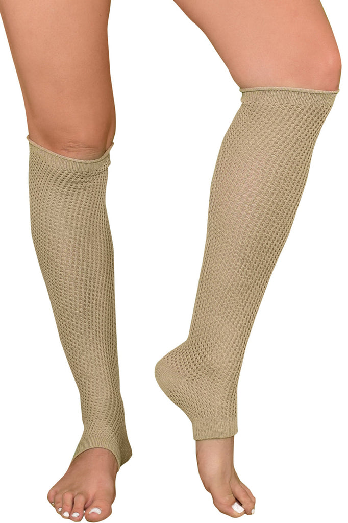 Shop this women's tan mocha color dance legwarmers that feature textured knee high leg warmers
