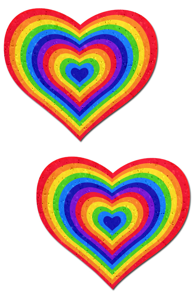 Shop these velvet sparkle rainbow heart shaped nipple cover pasties