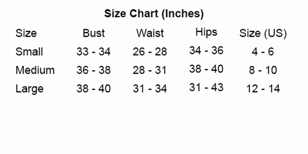 Music legs size chart