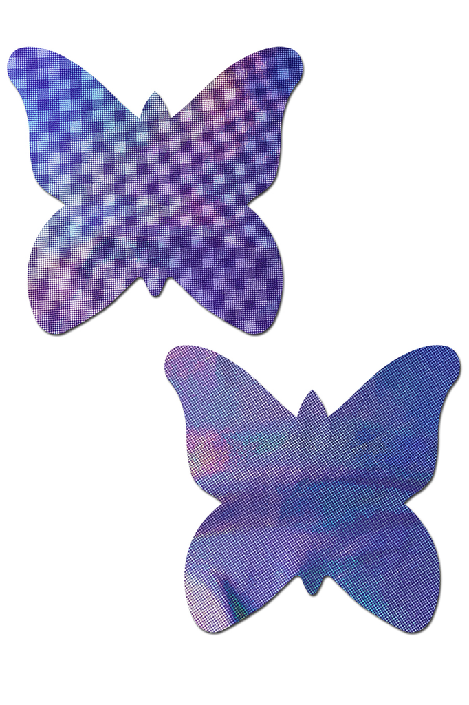 Shop these holographic butterfly monarch nipple cover pasties in lavender